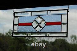 Beveled Stained Glass Panel, Window HMD-US-? 20 3/8 x 9 3/8