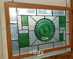 Beveled Stained Glass Window Panel 13.5 x 20.5 Green Bubble Butter Plate