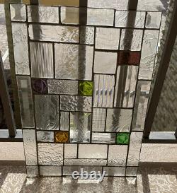 Beveled Stained Glass Window Panel 19 X 15 Inches Architectural Beveled Glass