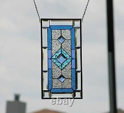 Beveled Stained Glass Window Panel, 20.5x10.5 At SEA-Ready to Hang