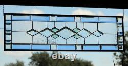 Beveled Stained Glass Window Panel Handmade Transom Sidelight 38 3/4x11 3/4