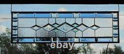 Beveled Stained Glass Window Panel Handmade Transom Sidelight 38 3/4x11 3/4