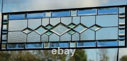 Beveled Stained Glass Window Panel Handmade Transom Sidelight 38 3/4x11 3/4