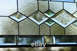 Beveled Stained Glass Window Panel Handmade Transom Sidelight 38 3/4x11 3/4