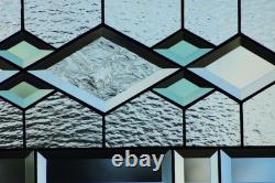 Beveled Stained Glass Window Panel Handmade Transom Sidelight 38 3/4x11 3/4