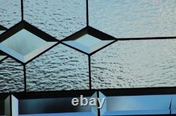 Beveled Stained Glass Window Panel Handmade Transom Sidelight 38 3/4x11 3/4