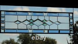 Beveled Stained Glass Window Panel Handmade Transom Sidelight 38 3/4x11 3/4