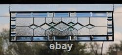 Beveled Stained Glass Window Panel Handmade Transom Sidelight 38 3/4x11 3/4
