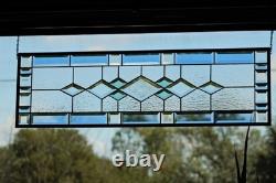 Beveled Stained Glass Window Panel Handmade Transom Sidelight 38 3/4x11 3/4