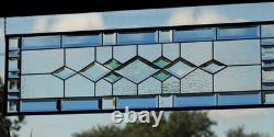 Beveled Stained Glass Window Panel Handmade Transom Sidelight 38 3/4x11 3/4