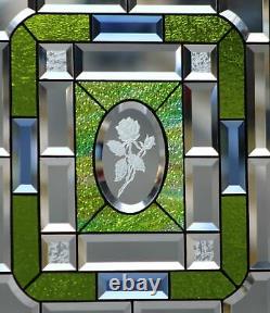 Beveled Stained Glass Window Panel- Hanging 18 5/8x16 1/2