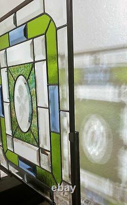 Beveled Stained Glass Window Panel- Hanging 18 5/8x16 1/2