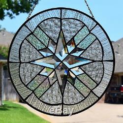 Beveled Stained Glass Window Panel Mission Star #2