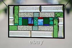 (´`)Beveled Stained Glass Window Panel, Ready to Hang 10 X 20
