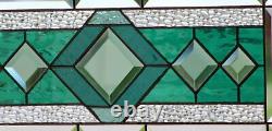 Beveled Stained Glass Window Panel, Ready to Hang 22 3/8 X 10 1/2