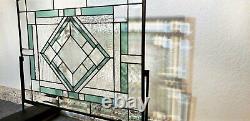 Beveled Stained Glass Window Panel, Ready to Hang 22 ½ x 17½