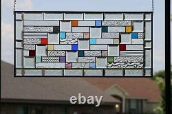 Beveled Stained Glass Window Panel SHADES OF PASSION 34 5/8x16 5/8