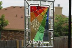 Beveled Stained Glass Window Panel You Got the Silver 24 3/4 x17 1/2 -US