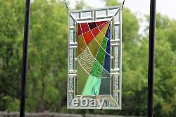 Beveled Stained Glass Window Panel You Got the Silver 24 3/4 x17 1/2 -US