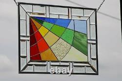 Beveled Stained Glass Window Panel You Got the Silver 24 3/4 x17 1/2 -US