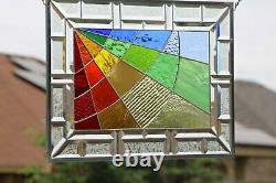 Beveled Stained Glass Window Panel You Got the Silver 24 3/4 x17 1/2 -US