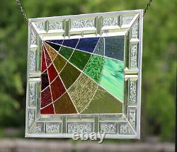 Beveled Stained Glass Window Panel You Got the Silver 24 3/4 x17 1/2 -US