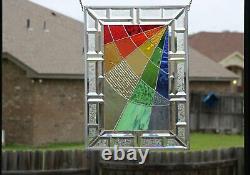 Beveled Stained Glass Window Panel You Got the Silver 24 3/4 x17 1/2 -US