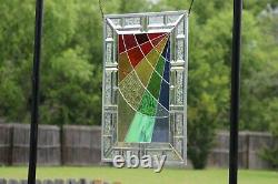 Beveled Stained Glass Window Panel You Got the Silver 24 3/4 x17 1/2 -US