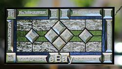 Beveled Stained Glass Window Panel blue, green, clear
