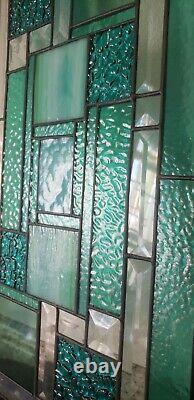 -Beveled Stained Glass Window Panel- ready 2 Hang 23.5 x 12.5