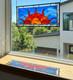 Beveled Stained Sun Glass Panel. Modern Clear Window Hanging 23.5 x 10.5