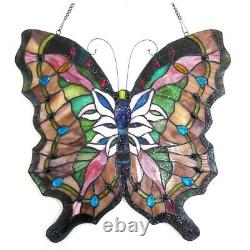 Big Butterfly Stained Glass Window Panel Tiffany Style Decor Sun Catcher