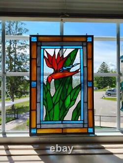 Bird Of Paradise Real Stained Glass Panel