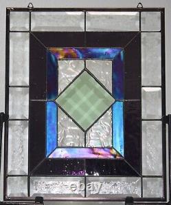 Black Iradized -Stained Glass Window Panel-17 3/8x14 3/8