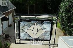 Black, White, Blue Stained Glass & Beveled Glass Window Panel