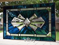 Blue Bow Tie Bevel #1 Stained Glass Window Panel