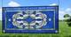 Blue & Clear Geometric Stained Glass Panel Contemporary Window 40.75x18.75