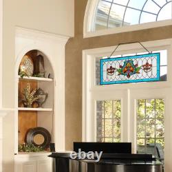 Blue Fleur De Lis Stained Glass Pub Window Panel