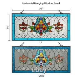 Blue Fleur De Lis Stained Glass Pub Window Panel