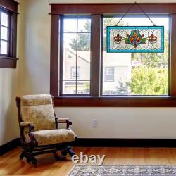 Blue Fleur De Lis Stained Glass Pub Window Panel