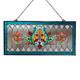 Blue Fleur De Lis Stained Glass Pub Window Panel Horizontal Decorative Accessory