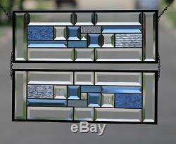 Blue Geo Sold Separately- 2 PANELS Available Beveled Stained Glass Window