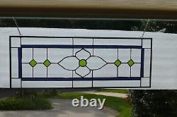 Blue/Green Stained Glass and Beveled Window Transom