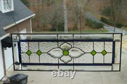 Blue/Green Stained Glass and Beveled Window Transom