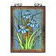 Blue Iris Flower Floral Stained Glass Tiffany Style Hanging Window Panel