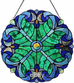 Blue Round Stained Glass Panel