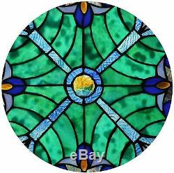 Blue Round Stained Glass Panel