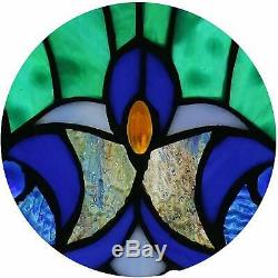 Blue Round Stained Glass Panel