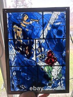 Blue stained Painted glass panel Marc Chagall America Windows AIC Music