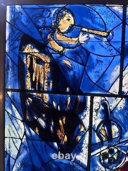 Blue stained Painted glass panel Marc Chagall America Windows AIC Music